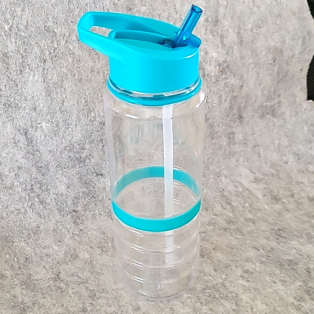 Plastic Water Bottle with sippy cap and straw, NEW